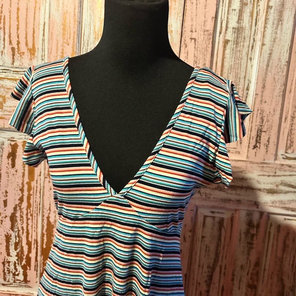 Wild Fable Striped V-Neck Mini Dress - Picture 4 of 9